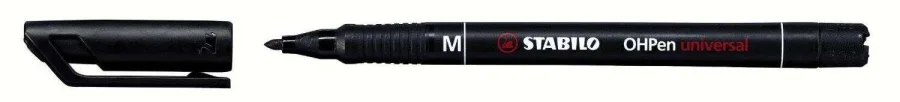Stabilo OHPen Rotulador Permanente - Punta Media - Trazo de 1mm - Agarre Antideslizante - Tapon Ventilado - Color Negro · Pack de 10 uds.
