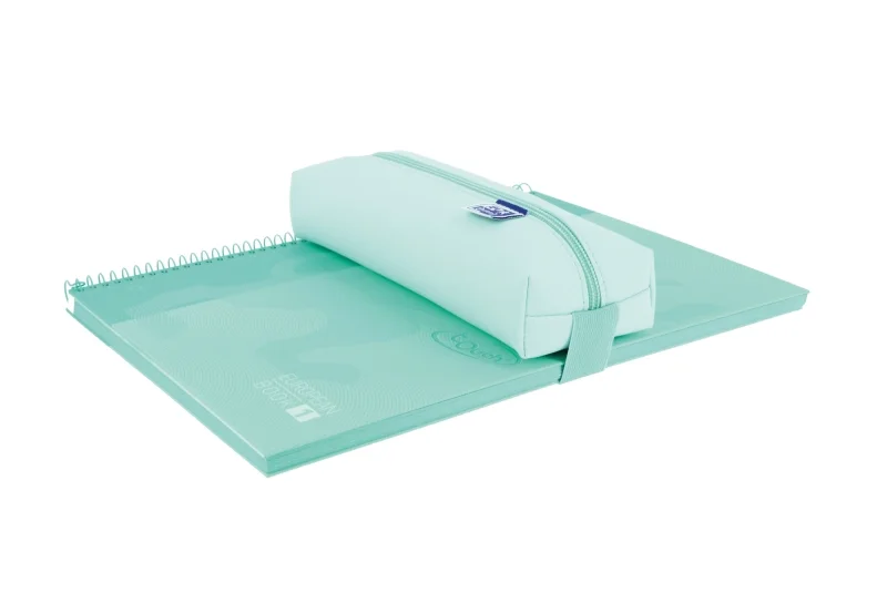 Oxford Live & Go Estuche Rectangular Mediano - Material Acolchado - Goma Elastica para unirlo al Cuaderno - Color Azul