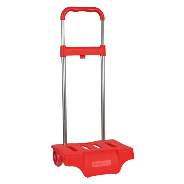 Safta Carro Portamochilas - Acero Pintado - Ruedas Silenciosas - Compacto Cerrado - Extensible Altura - Variada - Facil de Transportar - 300x230x525mm - Color Rojo