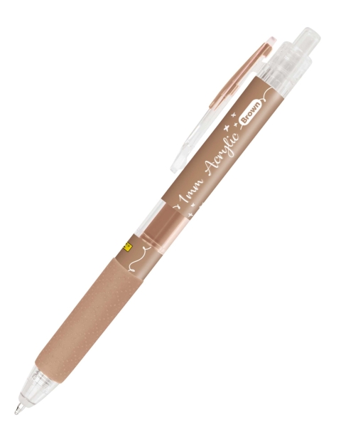 Online Boligrafo Retractil - Tinta Acrilica - Punta Fina de 1mm - Color Marron · Pack de 6 uds.