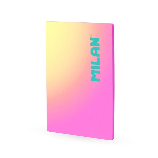 Milan Sunset Libreta Encolada Formato A4 Cuadricula 5x5mm - 48 Hojas de 95 gr/m2 Microperforadas - Color Rosa/Amarillo