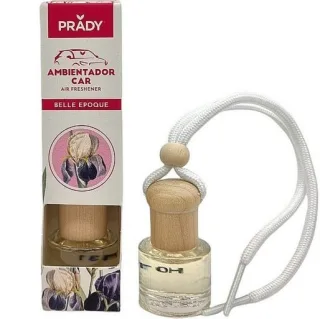 Prady Ambientador Coche Belle Epoque - Frasco de Cristal 6 ml y Cuerda para Espejo Retrovisor