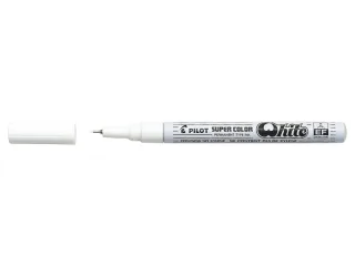Pilot Super Color Rotulador Permanente Fino - Punta de 1mm de Poliacetal - Tinta muy Densa y Opaca - Cuerpo Metalico - Color Blanco · Pack de 12 uds.
