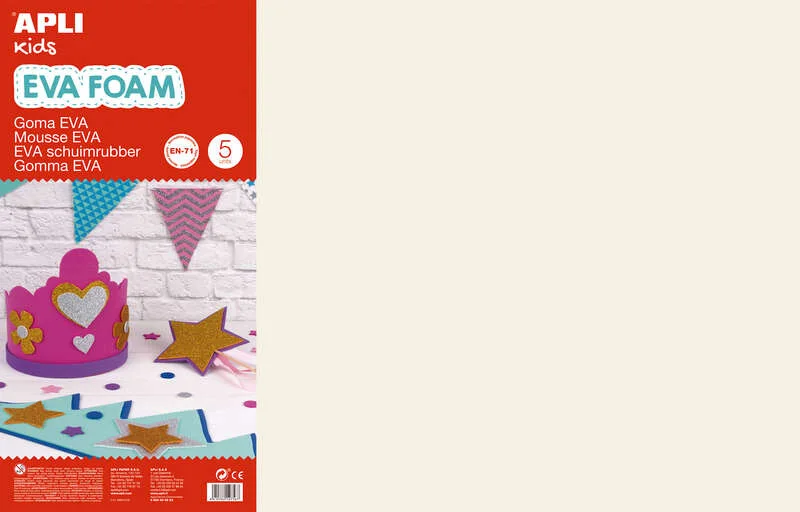 Apli Goma Eva Piel Claro 600x400mm - 5 Hojas de Tamaño Grande y Flexible - Ideal para Manualidades y Decoracion