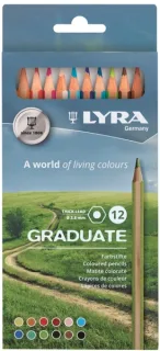 Lyra Graduate Pack de 12 Lapices de Colores - Hexagonal - Color Negro