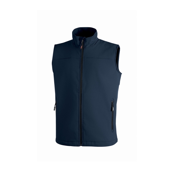 Upower Dublino Chaleco de Trabajo Soft Shell - Talla 2XL - Transpirable, Antiviento, Repelente al Agua, Multibolsillos con Cremallera, Ajuste Personalizado con Cordon - Color Azul Oscuro Wes
