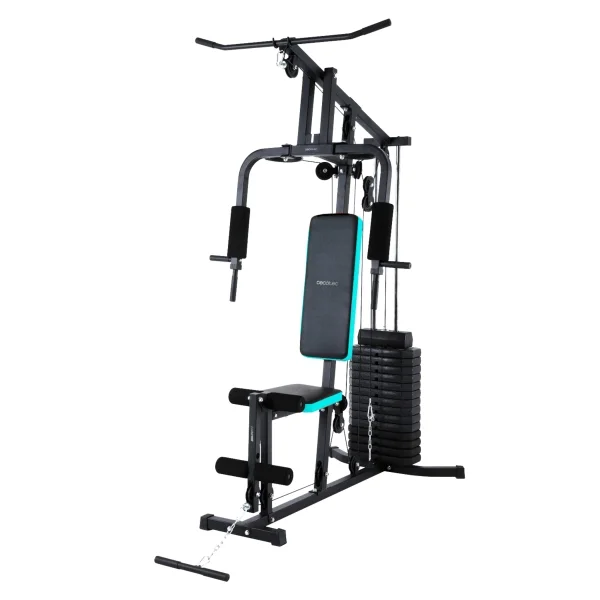 Cecotec Drumfit HomeGym 1000 Single Estacion de Entrenamiento Multifuncional - Bloque de Pesas 65kg - Incluye Accesorios - Almohadillas Acolchadas - 178 x 106 x 210cm - Color Negro
