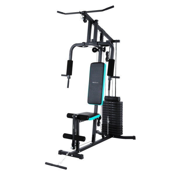 Cecotec Drumfit HomeGym 1000 Single Estacion de Entrenamiento Multifuncional - Bloque de Pesas 65kg - Incluye Accesorios - Almohadillas Acolchadas - 178 x 106 x 210cm - Color Negro
