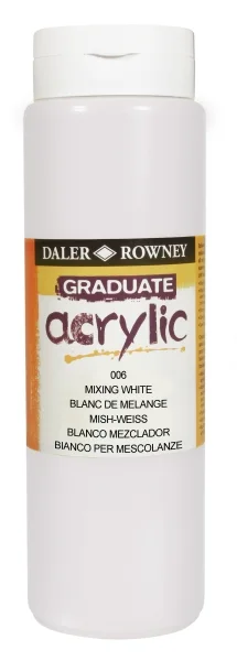 Daler Rowney Graduate Pintura Acrilica - Botella de Plastico - 500ml - Color Blanco de Mezcla