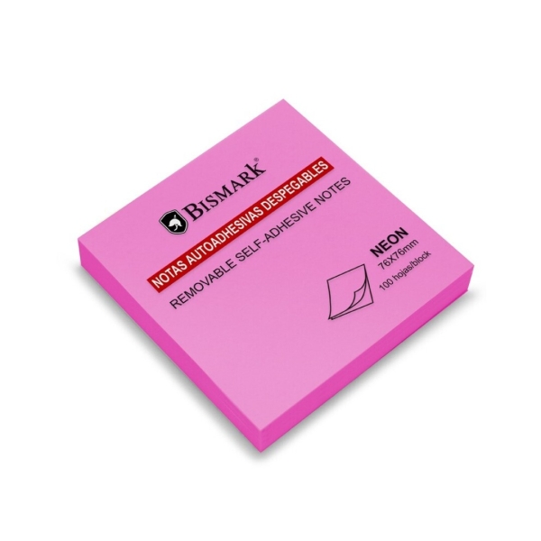 Bismark Bloc de 100 Notas Adhesivas 76x76mm - Color Magenta Neon · Pack de 12 uds.