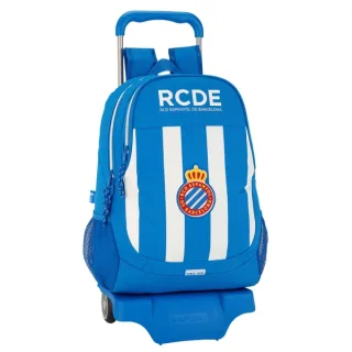 Safta RCD Espanyol Mochila con Carro - Portabotellas - Dos Compartimentos - Tirador Doble - Hombreras y Espalda Acolchadas - Asa Superior - Mochila Extraible - 320x160x440mm - Color Azul y B