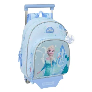 Safta Frozen Mochila con Carro - Extraible - Portabotellas - Bolsillo Frontal - Asa de Mano - 28x34x10cm - Color Azul Pastel