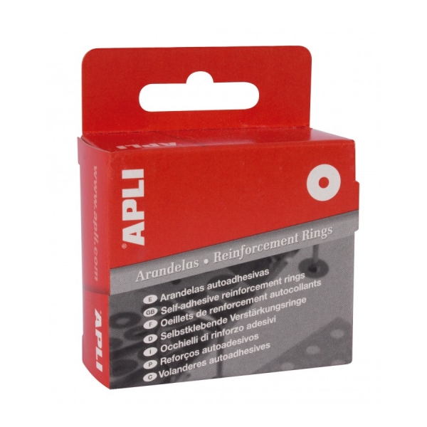 Apli Caja 200 de Arandelas de Refuerzo Ø13mm - Alta Resistencia a Tirones y Rozaduras - Ideal para Escuela, Oficina y Hogar - Color Transparente