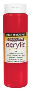 Daler Rowney Graduate Pintura Acrilica - Botella de Plastico - 500ml - Color Rojo de Cadmio Profundo