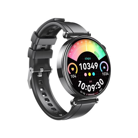 XO GT4 Mini Reloj Inteligente Smartwatch Pantalla Redonda 1.32" AMOLED - Multideporte - Monitoreo del Sueño - Llamadas BT - IP68 - Color Negro