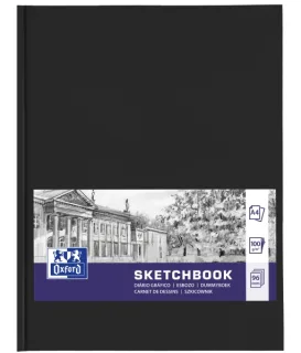 Oxford Oxfart Cuaderno de Bocetos - Formato A4 - 48 Hojas de 100g - Resistente al Borrado - Color Negro