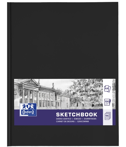 Oxford Oxfart Cuaderno de Bocetos - Formato A4 - 48 Hojas de 100g - Resistente al Borrado - Color Negro