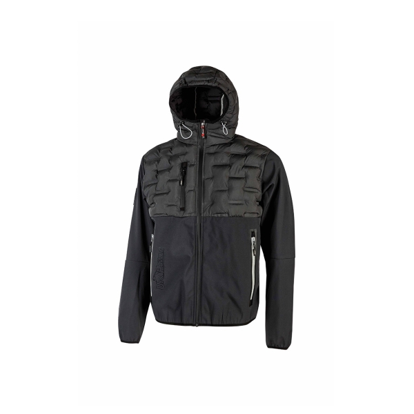 Upower Spock Chaqueta Hibrida Transpirable y Antiviento - Talla 2XL - Versatil, Cremallera Impermeable, Capucha Ajustable, Plumon Acolchado sin Costuras, Bolsillos Fluorescentes, Proteccion