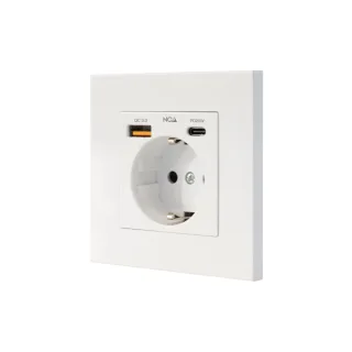 Nanocable Base Pared toma SCHUKO 2USB-C PD20W