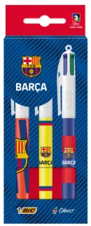 Bic 4 Colours Barça Pack con 3 Boligrafos de Bola Retractil - 3 Diseños Diferentes - Punta Media de 1.0mm