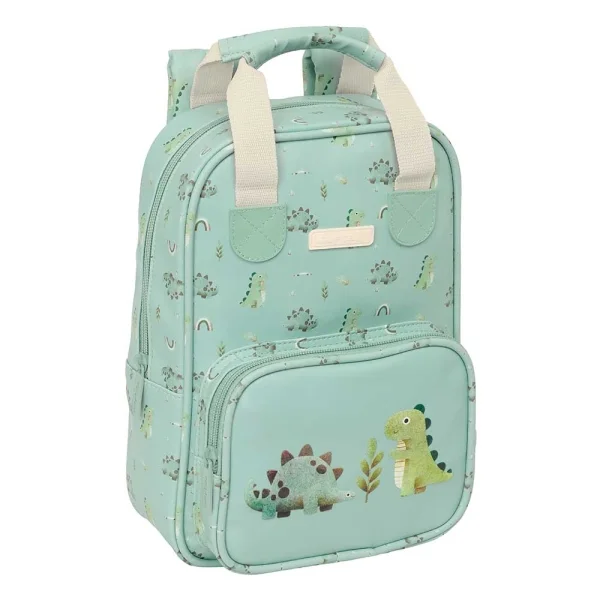 Safta Dinos Mochila Infantil - Bolsillo Frontal - Tarjeta ID - Hombreras Acolchadas - Asa Forrada - 4.5L - 200x80x280mm - Color Menta