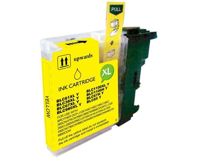BULK - Brother LC980XL/LC1100XL/LC985XL Amarillo Cartucho de Tinta Generico - Reemplaza LC980Y/LC1100Y/LC985Y · Pack de 50 uds.