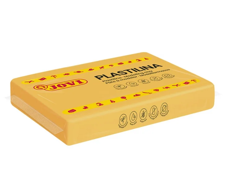 Jovi Caja de 15 Pastillas de Plastilina 350gr - 100% Vegetal - Muy Moldeable - No Se Seca - sin Gluten - Inocua - Ideal para Volumen y Moldes - Color Amarillo