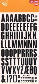 Apli Letras Transferibles Super Negras 24mm - 86 Caracteres - Facil Aplicacion - Gran Calidad - Resistente al Agua - Negro