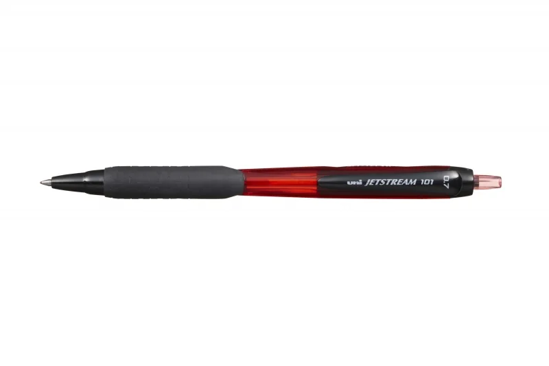 Uni-ball JetStream 101 Boligrafo de Tinta - Punta Bola 0.7mm - Trazo 0.35mm aprox. - Tinta de Secado Instantaneo - Grip de Goma - Color Rojo · Pack de 12 uds.