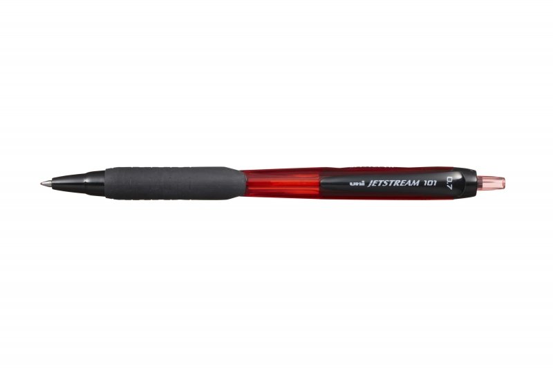 Uni-ball JetStream 101 Boligrafo de Tinta - Punta Bola 0.7mm - Trazo 0.35mm aprox. - Tinta de Secado Instantaneo - Grip de Goma - Color Rojo · Pack de 12 uds.