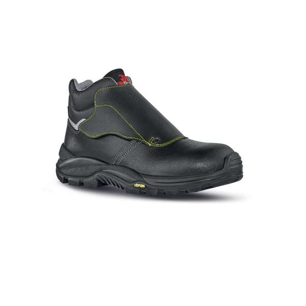 Upower Bulls L Calzado de Seguridad Altos - Talla 38 - Empeine Piel Grana Mina Hidrofugo, Puntal Composite, Antiperforacion, Antideslizante, Suela PU/VIBRAM, Proteccion S3 HI HRO FO SR - Col