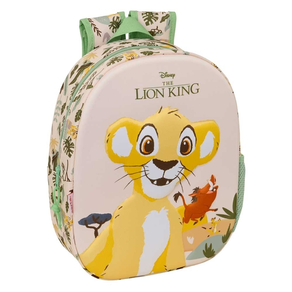 Safta el Rey Leon Mochila 3D - Portabotellas - Hombreras Acolchadas - Asa de Mano Superior - 27x33x10cm - Color Melocoton Claro