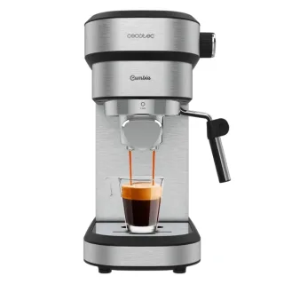 Cecotec Cafelizzia 790 Steel DUO Cafetera Espresso - 1350W - Presion de 20Bar - Doble Salida de Cafe - Vaporizador Orientable - Deposito 1.2L Extraible - Filtro para Capsulas - Acero Inoxida