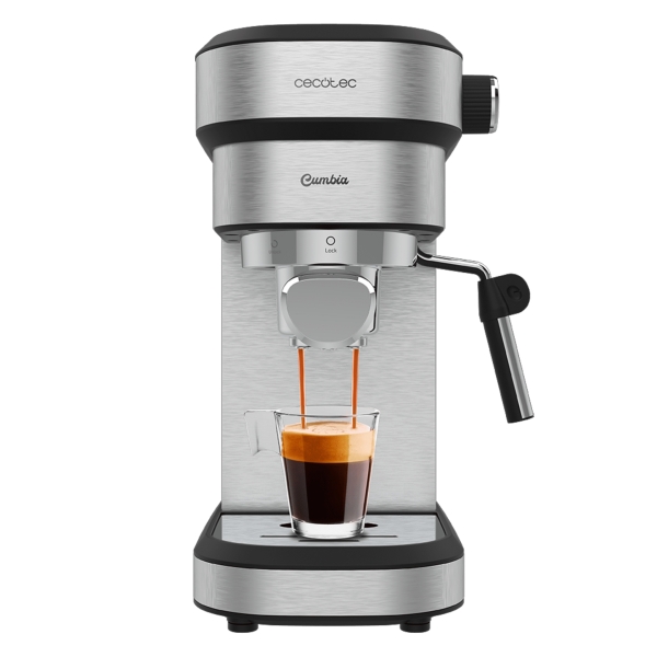 Cecotec Cafelizzia 790 Steel DUO Cafetera Espresso - 1350W - Presion de 20Bar - Doble Salida de Cafe - Vaporizador Orientable - Deposito 1.2L Extraible - Filtro para Capsulas - Acero Inoxida