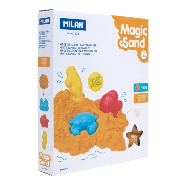 Milan Magic Sand Arena Cinetica - Incluye Moldes - a Partir de 18 Meses - Color Naranja