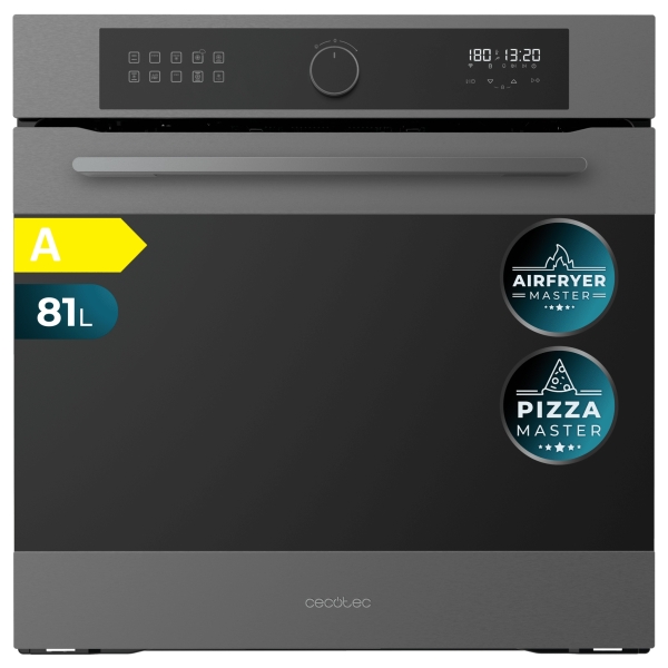 Cecotec Bolero Hexa AF316000 Matt A Horno Integrable - Capacidad 81L - Temperatura Regulable - Piedra para Pizzas de 35cm - Guias Telescopicas - Pantalla Tactil - 11 Funciones - Color Gris O