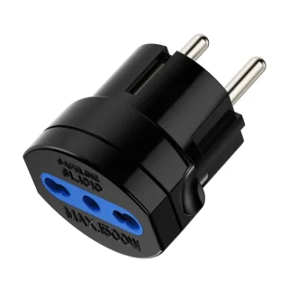 Ewent Adaptador de Viaje Schuko 16A - Hembra Tipo L - Color Negro