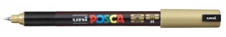 Posca PC-1MR Marcador de Pintura - Punta Roller de Fibra 0.7mm - Linea Extrafina - Tinta Pigmentada Base al Agua - Resistente a la Luz - Color Oro · Pack de 6 uds.