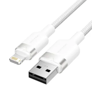 Vention Cable USB-A a Lightning 2.4A - 1m - Trenzado - Color Blanco