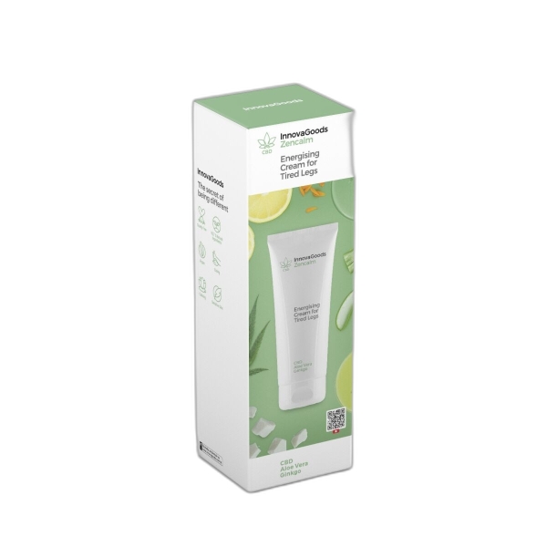 Innovagoods Zencalm Crema para Piernas Cansadas Energizante con CBD - Contenido 200ml - Vegano - Adecuado para Piel Sensible - Dermatologicamente Probado - No Testado en Animales