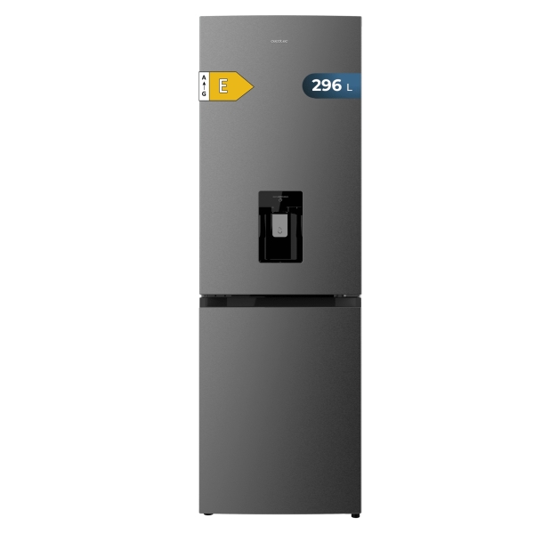 Cecotec Bolero CoolMarket Combi 296 DF WD Dark Frigorifico Combi - Capacidad 296L - Luz LED - Defrost - Dispensador de Agua - Congelacion Ultrarapida - 185x60x60cm - Color Gris Oscuro
