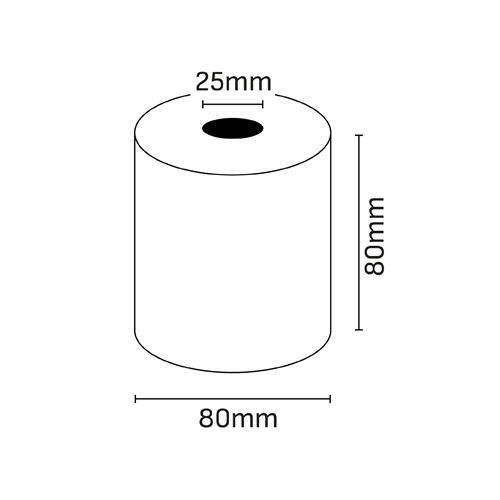 Oqonos Rollo de Papel Termico 80x80x25mm, Libre de BPA, FSC · Pack de 5 uds.