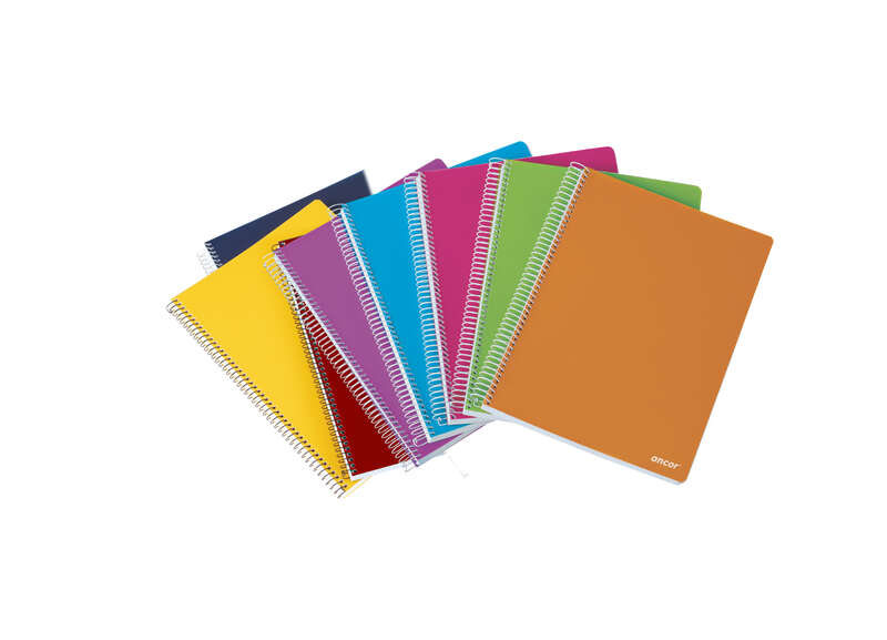 Ancor Classic Stripes Cuaderno Espiral Tamaño Folio Raya Horizontal - 80 Hojas 90gr - Tapa de Plastico - Colores Surtidos · Pack de 8 uds.