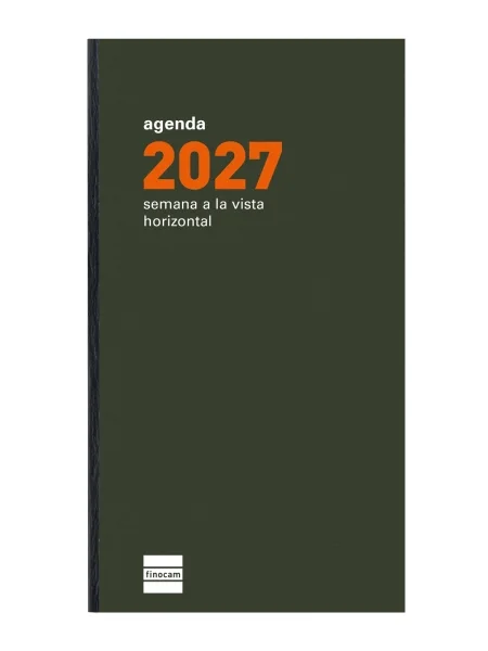 Finocam P499 Recambio para Agenda Plana - Anual 2027 - Semana Vista Horizontal - Formato PL4 - 80x150mm - Papel de 60g/m2 - Color Crema
