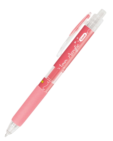Online Boligrafo Retractil - Tinta Acrilica - Punta Fina de 1mm - Color Coral · Pack de 6 uds.
