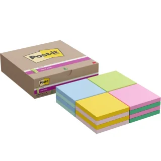 Post-It Super Sticky Pack de 16 Blocs de 90 Notas Adhesivas Reposicionables - Forma Cuadrada - 76x76mm - en Zig-Zag - Colores Surtidos