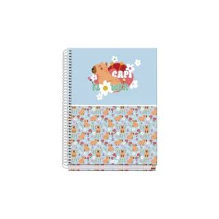 Dohe Capi Flower Cuaderno de Espiral Metalica - Formato A5 - 100 Hojas Offset de 90g - 5x5mm - Microperforadas - Banda de Color - Tapa Dura Plastificada - 16x21x2cm - Multicolor