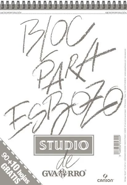 Canson Bloc para Esbozo A4 90+10 Hojas Gratis - Grano Ligero 90gr - Formato Album con Espiral Microperforado - Color Blanco Natural