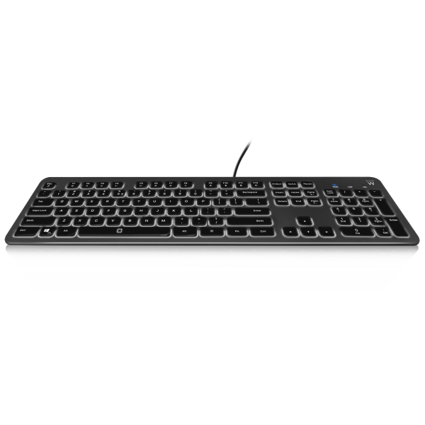 Ewent Teclado con Cable USB - Perfil Bajo - Disposicion QWERTY ES - Cable de 1.5m - Retroiluminacion - Silencioso - Cable de 1.5m - Color Negro