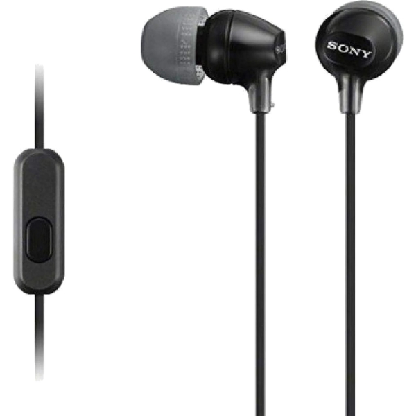 Sony MDR-EX15AP Auiculares con Microfono In‑Ear con Cable - Iman de Neodimio - Conexion Jack 3,5mm - Cable 1,2m - Color Negro